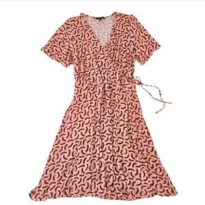41 Hawthorn Women's Faux Wrap Dress Size 2X Peach Pink Short Flowy Sleeves Tie